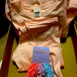 Girls 10/12 Pink Complete Outfit With Hairbows